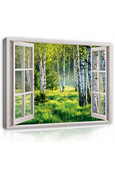 Wallarena Tablou OKNO 3D Peisaj Forestier Pentru Baie Natură 120x80