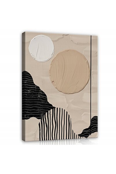 Wallarena TABLOU ABSTRACT BOHO BEJ PE PÂNZĂ, ARTĂ DE PERETE PENTRU DORMITOR, ...