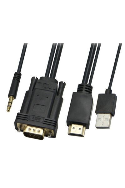 POWERTECH Καλώδιο HDMI & USB σε VGA & 3.5mm CAB-H111, 1080p, 5μ, μαύρο