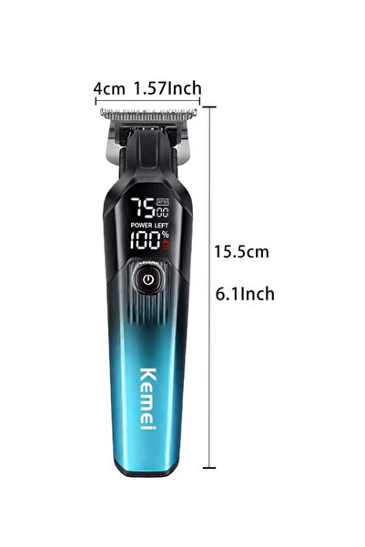 Mihai Aparat de tuns profesional Kemei KM 1358 cu 7500 RPM, afișaj LED, baterie de 1200mAh, USB, 4 piepteni