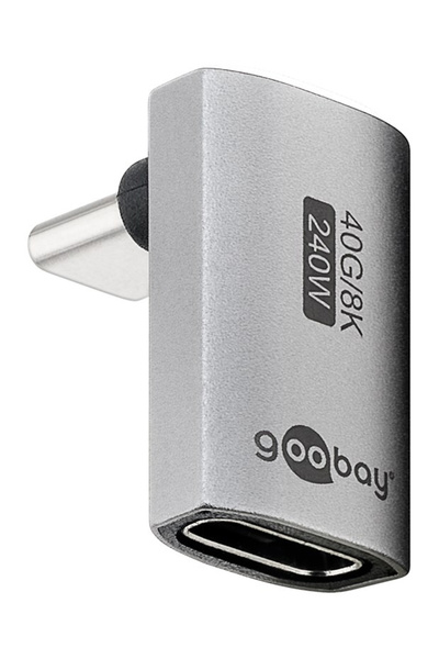 goobay Προσαρμογέας USB-C 74442, 90 °   γωνιακός, USB4, 240W, 40Gbps, 8K, γκρι