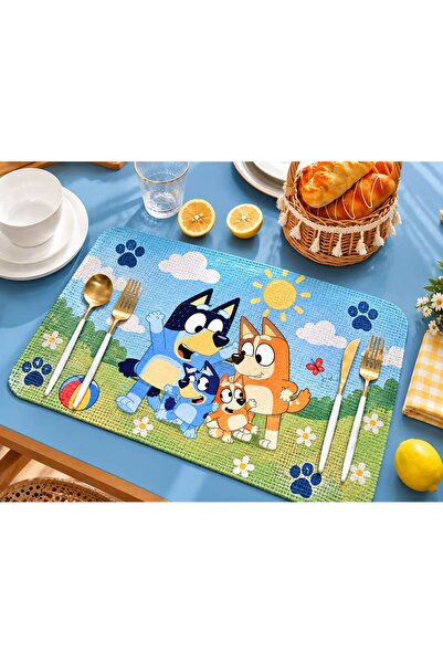 EVSEHOMES Bluey Desenli, Çocuk Okul Beslenme Örtüsü 30x40 cm