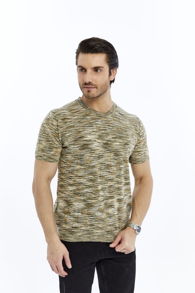 Trist Star Khaki Men's 100% Cotton Crew Neck Short Sleeve Cropped Knit Knitwe...