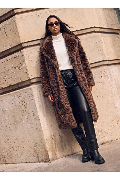 FAV Youth Long Coat with Faux Fur Detail