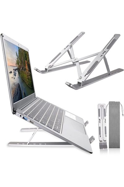 Generic Adjustable Laptop Stand for Desk, ABS + Silicone Foldable Laptop Riser, Portable Ventilated Cooling Notebook Holder Compatible with MacBook Pro/Air, HP, Dell, Lenovo, Tablets & Laptops (10–15.6”)