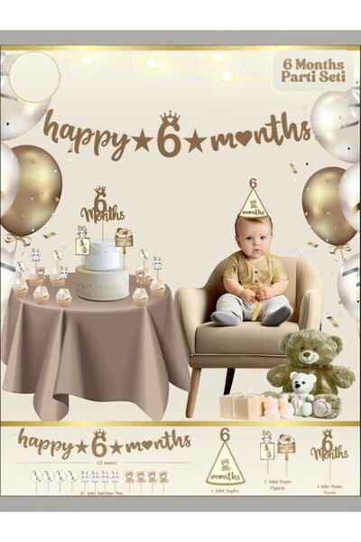 Generic Brand 17 Piece 6 Month Baby Party Set Streamer Hat Toothpick Cake Dec...