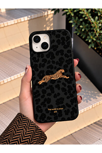 OVADA İphone 13/14/15 Uyumlu Leopar Desenli Silikon Telefon Kılıfı