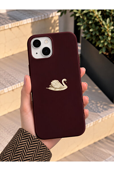 OVADA İphone 13/14/15 Uyumlu Kuğu Desenli Silikon Telefon Kılıfı