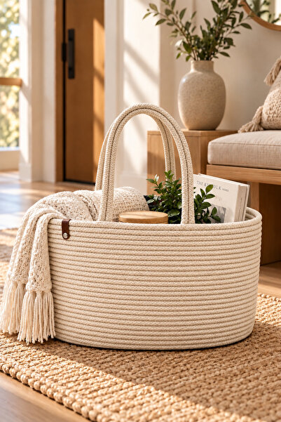 MaVaux Lavin Wicker Decorative Rope Basket – Multi-Purpose Organizer Basket w...