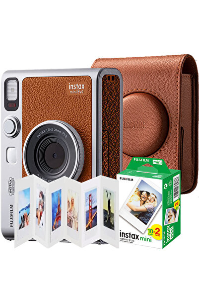 Fujifilm Instax Mini Evo Στιγμιαία Φωτογραφική Μηχανή Καφέ