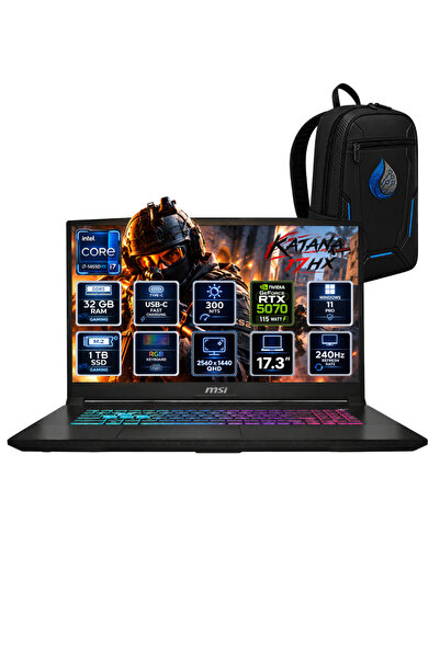 MSI Katana 17 HX i7-14650HX 32 GB DDR5 1 TB SSD RTX 5070 8 GB 17.3'' QHD 240H...