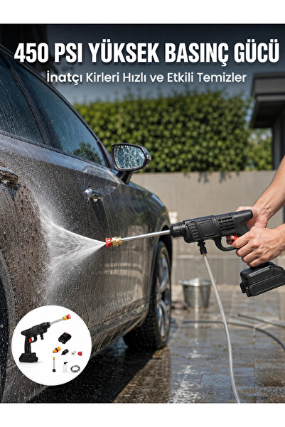 Hubrendy Tekno Kablosuz Taşınabilir Basınçlı Yıkama Tabancası Köpük Şişeli