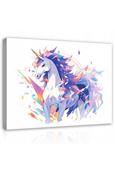 Wallarena TABLUI MODERN CU UNICORN PE PÂNZĂ PENTRU CAMERA FETEI, DECOR DE PER...