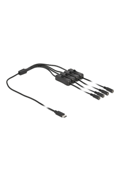 DELOCK Καλώδιο USB Type-C σε 4x DC 5.5 x 2.1mm 86802, 1μ, μαύρο