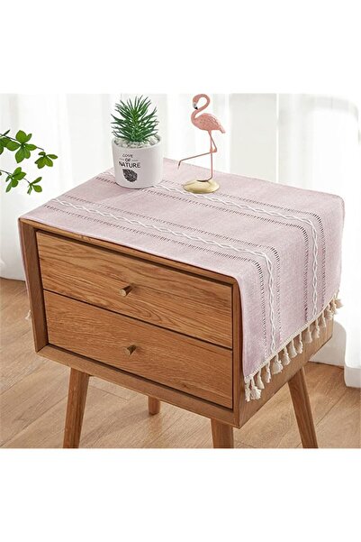 GENERAL Utobanh Simple Bedside Table Tassel Cover Cloth, Tablecloth Cover Tow...