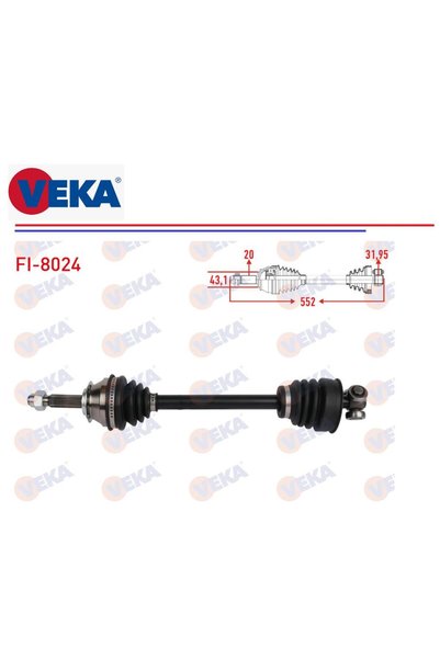 Veka KOMPLE AKS SOL FİAT UNO 70 70S 70SX 1,4İ 1992-2000 552 mm 7637734