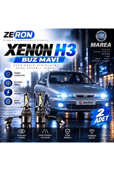Oto Çizgi Fiat Marea Sis Farı Xenon Buz Mavi LED Far Ampulü 12V 2 Adet Yüksek...