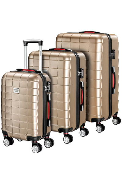 monzana Set de trolere, ABS, Exopack, Șampanie, 53 x 37 x 21 cm, 67 x 44 x 28 cm, 76 x 51 x 30 cm,