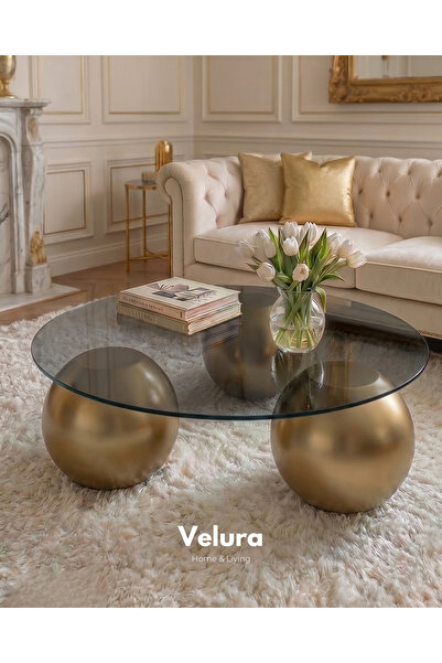 Velura Home & Living Küre Orta Sehpa - Gold - Yuvarlak Füme