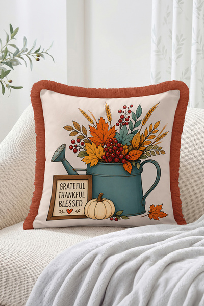 Realhomes Grateful Thankful Blessed Written Autumn Leaf Watering Can Patterne...