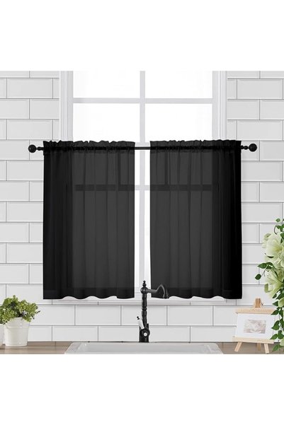 Chyhomenyc Sheer Window Curtains Tier 2 Pieces Set, 36 inch Length, Short Din...