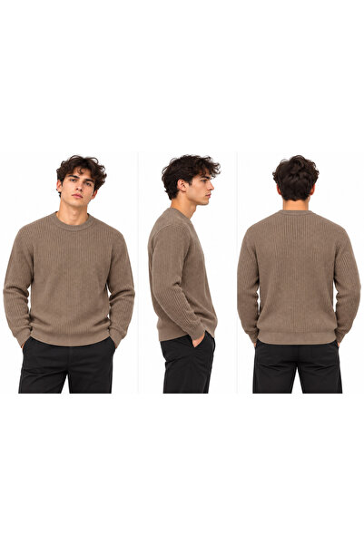 ribana Men's Crew Neck Long Sleeve Knit Sweater B27001