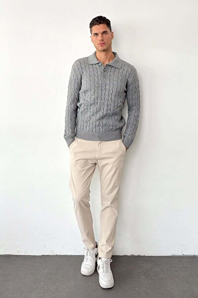 JB John Borners Men's Polo Collar Buttoned Hair Knit Pattern Knitwear Sweater...