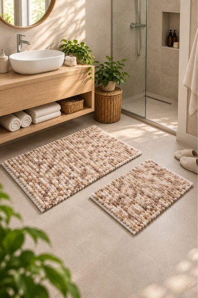 Çeyiz Diyarı Juli Micro 2-Piece Bathroom Mat Set 60X90 cm - 40X60 cm