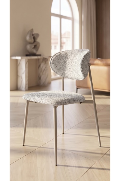 fursimo Reyna Konforlu Döşemeli Yemek Sandalyesi - Modern Metal Ayaklı Sandalye
