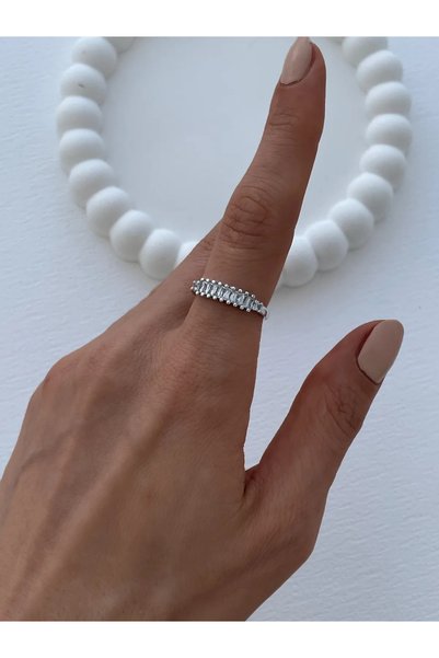Luparadis Special Series Thin Baguette Stone Design Adjustable Silver Ring