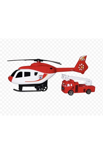 OEM Set vehicule de pompieri pentru copii, 2 piese, elicopter si autospeciala...