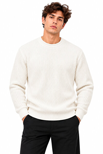 ribana Men's Crew Neck Long Sleeve Knit Sweater B27001