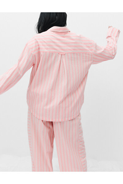 Marks & Spencer Saf Pamuklu Çizgili Pijama Üstü