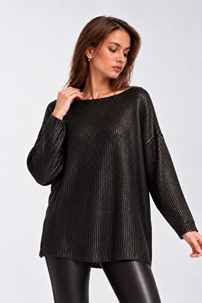 sumoda Women's foil print mercerized boat neck sweater