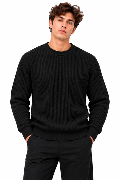 ribana Men's Crew Neck Long Sleeve Knit Sweater B27001