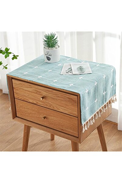 GENERAL Utobanh Simple Bedside Table Tassel Cover Cloth, Tablecloth Cover Tow...