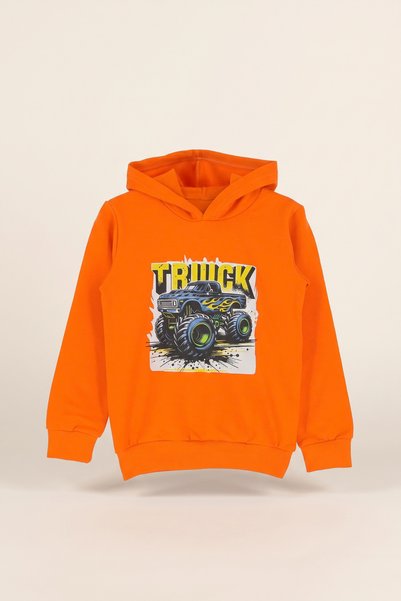 CRASSİ Boy's Sweatshirt with Hood, Printed, 2 Thread Fleece, 100% Cotton