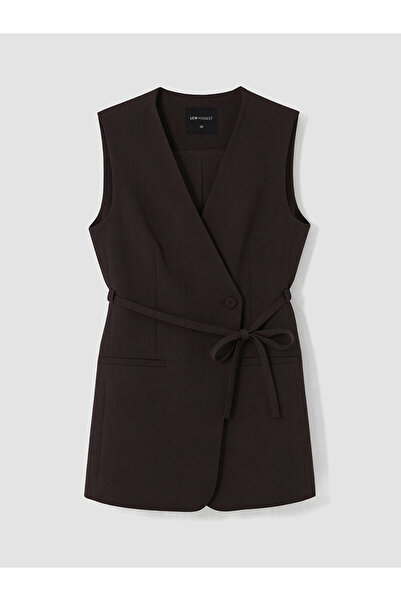 LC Waikiki Lcw Modest Brown Polyviscon Plain Women's Classic Vest with Nevavm...