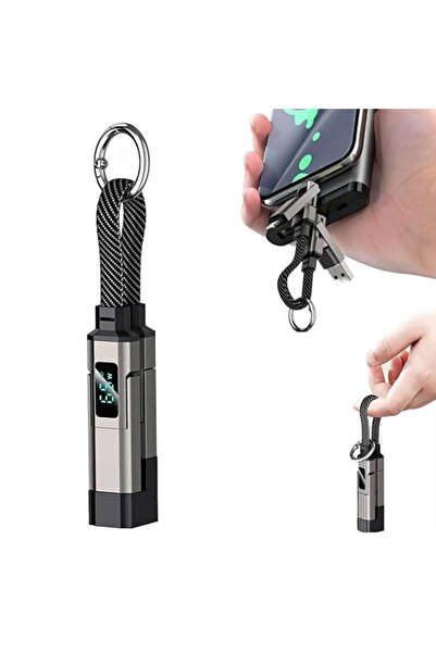 LinJie 4-in-1 USB C Keychain Charger Cable With Digital Display, 65W Fast Cha...