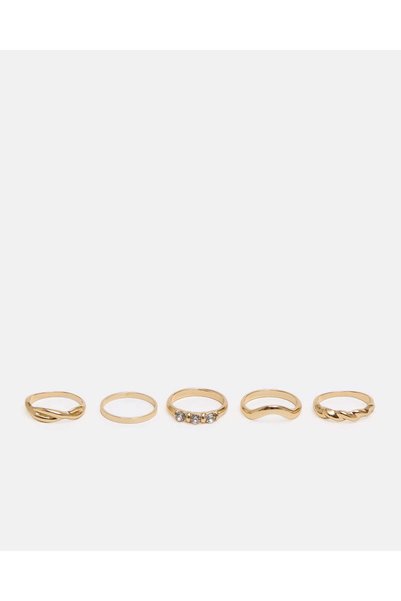 REDTAG Women Gold Embellished Ring Set (5 Piece)