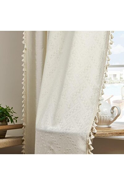 GENERAL ستائر بوهو جاكار من ENJOYBRIDAL بطول 63 بوصة، لوحتين، ستائر زرقاء بنق...