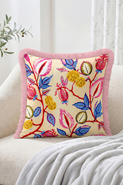 Realhomes Colorful Floral and Leaf Pattern Modern Decorative Fringe-Tassel Th...