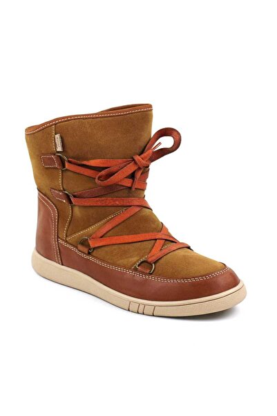 tino Ghete imblanite de dama , din piele naturala , cu sireturi 4043-COGNAC