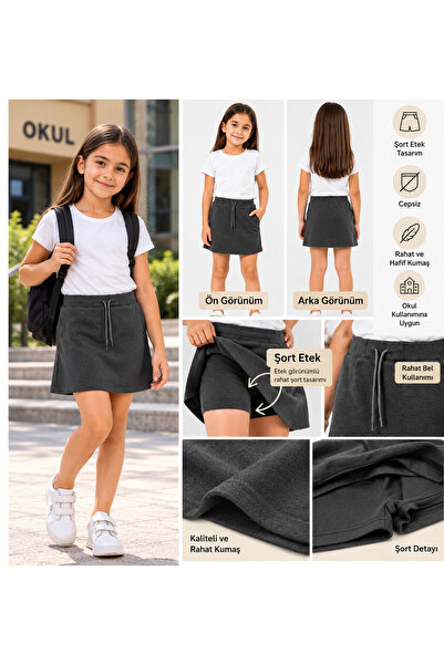 HER ŞEY NOTA www.herseynota.com Girls' School Camisole Ribbed Waist Canvas Sh...