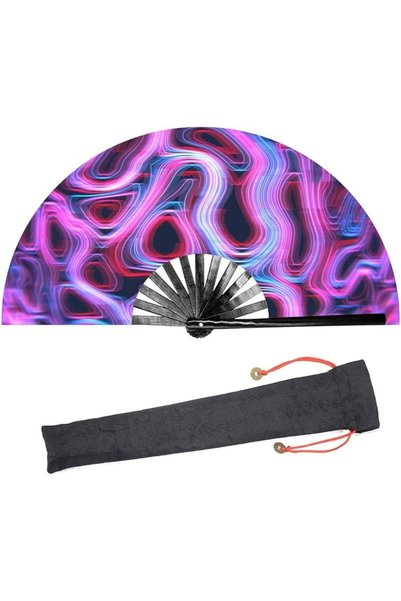 Khazna Large Rave Folding Hand Fan for Women/Men, Chinese/Japanese with Bambo...