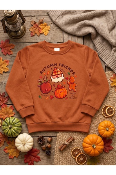 MUBA KIDS Sonbaharın En Tatlı Hali: "Autumn Friends" %100 Pamuklu Çocuk Sweat...