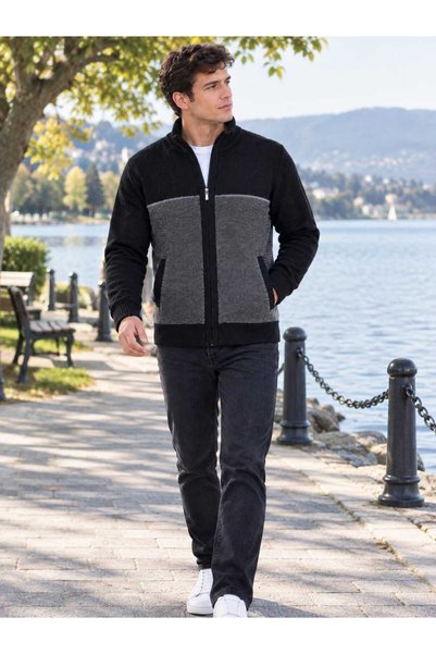 KMKkombin Men's Standard Fit Zip-Up Sports Cut Casual Cardigan