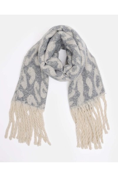 REDTAG Women Grey And Beige Leopard Print Scarf
