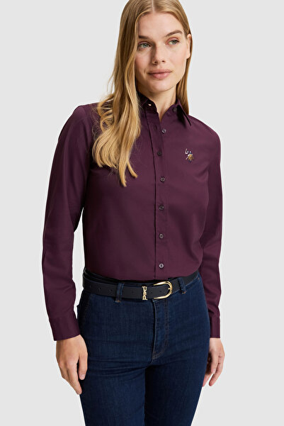 U.S. Polo Assn. Kadın Bordo Uzun Kollu Basic Gömlek 50329503-VR180