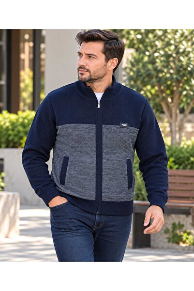KMKkombin Men's Standard Fit Zip-Up Sports Cut Casual Cardigan